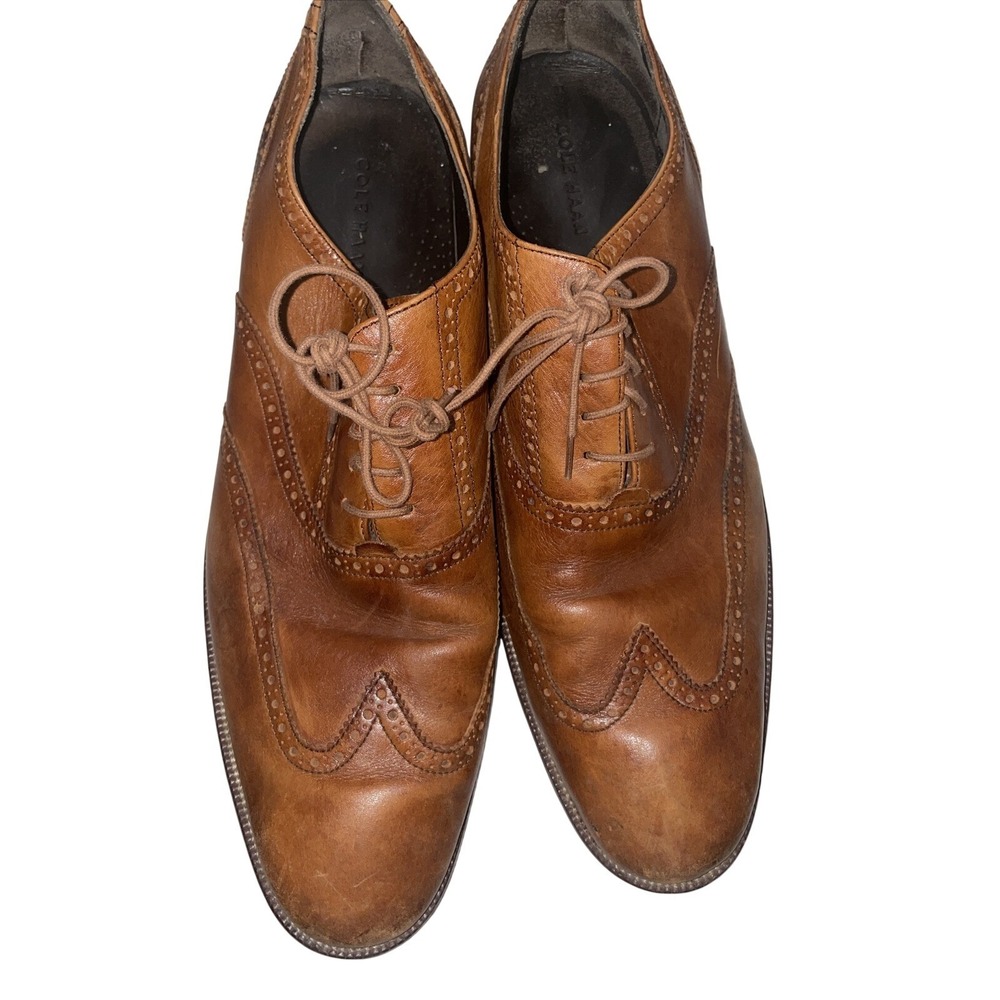 Cole Haan Mens 15 M Tan‎ Leather Wingtip Oxford Dress Shoes C12210